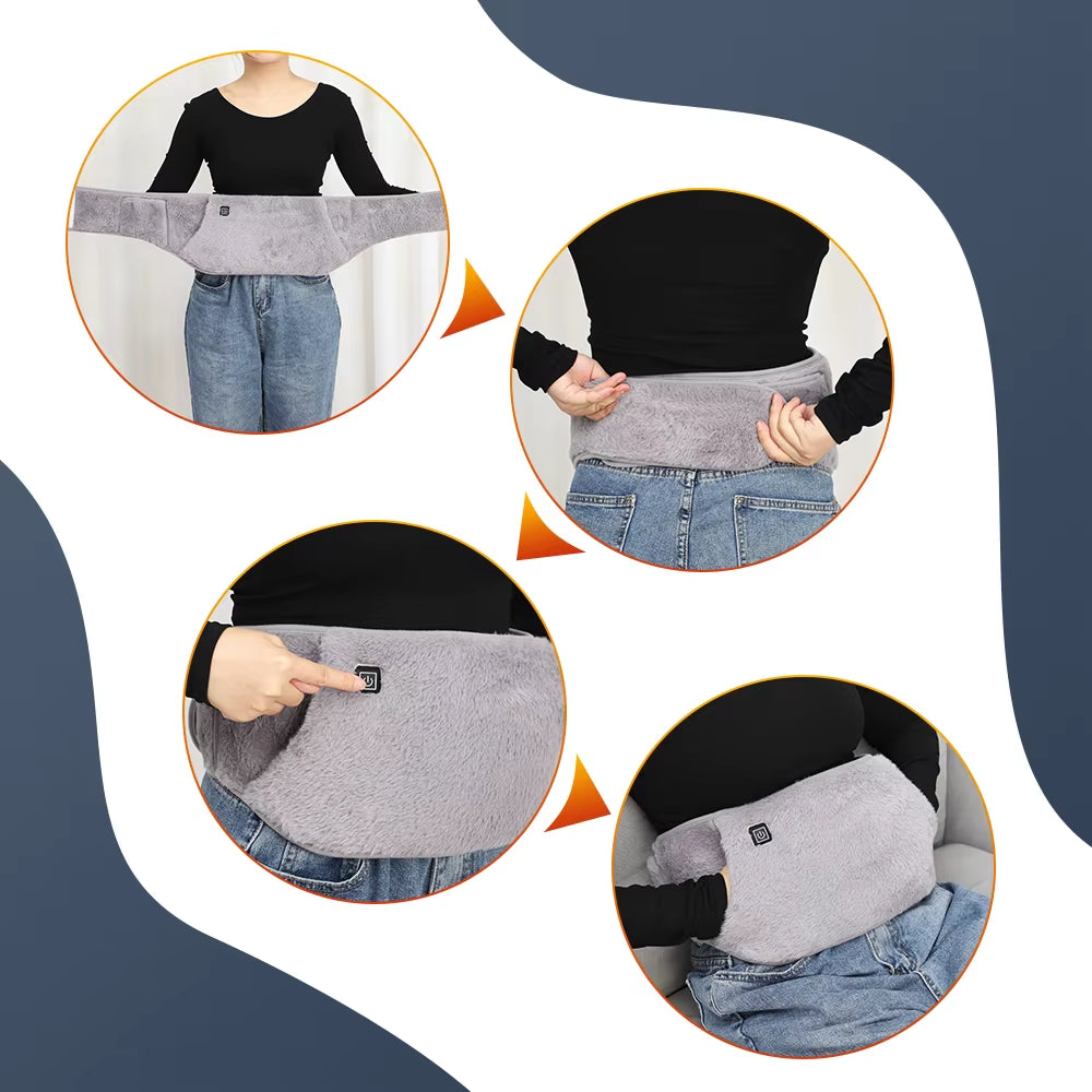 Electric Heating Belt with Hand Pockets Period Cramps Body Joints Pain Menstrual Heating Pad USB Uterus Hand Warmer Menstrual