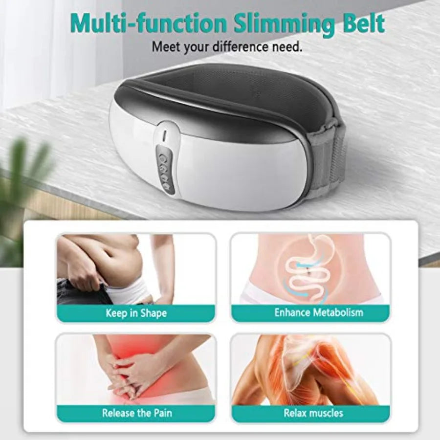 Wireless Slimming Belt Abdominal Massager Portable Weight Loss Machine with 4 Vibration Massage Modes Heating Improve Blood Flo