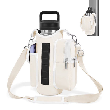 Magnetic Gym Bag Water Bottle Carrier Holder with Phone Pockets & Shoulder Strap,5 Built-In Magnets Gym Bottle Pouch Sleeve