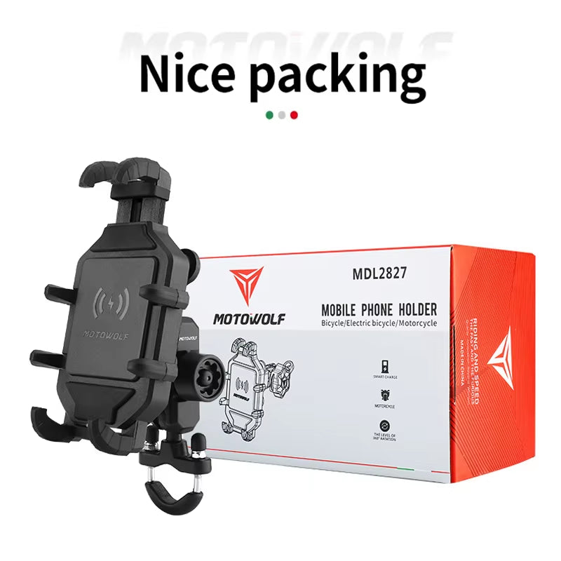 Motorcycle Wireless Charging Phone Holder Cradle 3.0 Quick Charger GPS Moto Support Cellphone Handlebar Mount for 4-7 Inch Phone